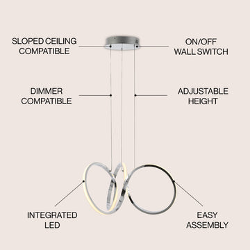 Helix 24" 1-Light Contemporary Minimalist Aluminum Ribbon Integrated LED Pendant - JONATHAN Y